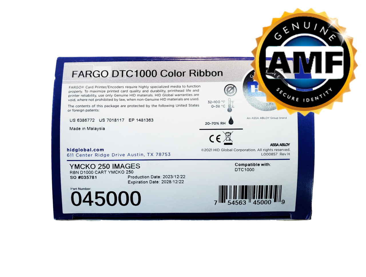 Картридж Fargo 45000 YMCKO с чистящим роликом 250 отпечатков
